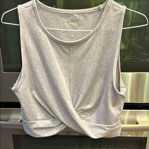 NWT Yogalicious Purple Gray Tie Front Crop Muscle Tee